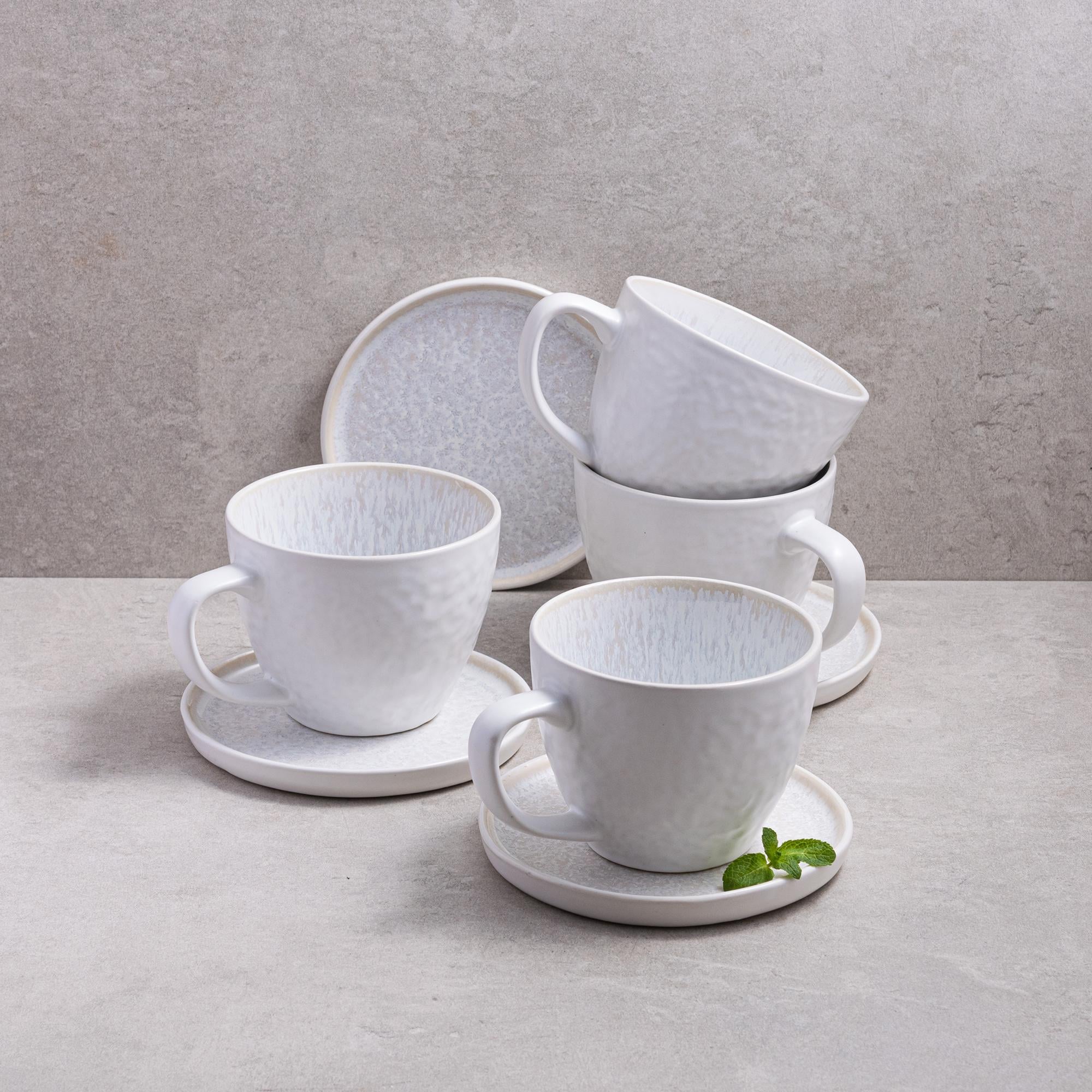 Набор из 4 чашек и блюдец White stone 400 мл (JM1537W) Набор из 4 чашек и блюдец White stone 400 мл (JM1537W)