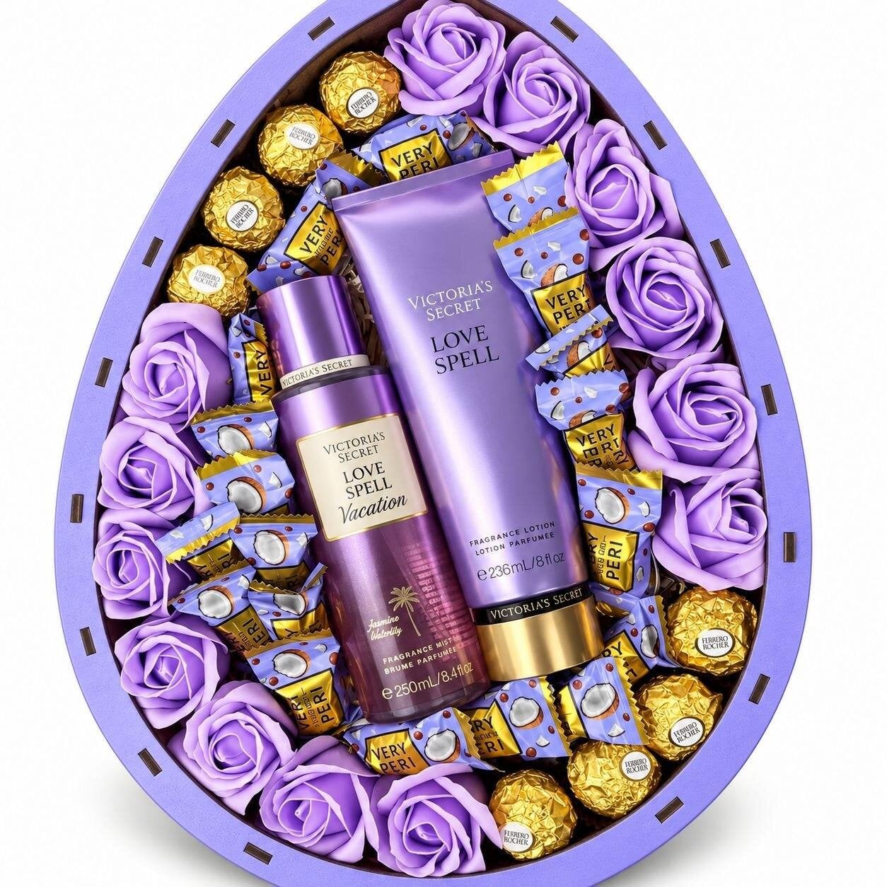Подарочный бокс для девушки на праздник Milka со сладостями и косметикой (box310)