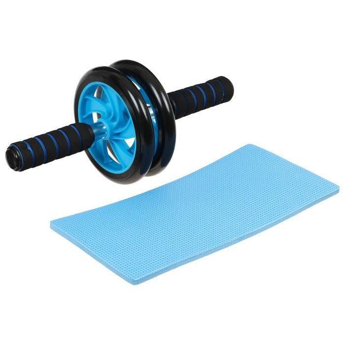 Ролик для пресса прорезиненный Total Body Exerciser с неопреновыми ручками с нагрузкой и ковриком до 120 кг Синий Ролик для пресса прорезиненный Total Body Exerciser с неопреновыми ручками с нагрузкой и ковриком до 120 кг Синий