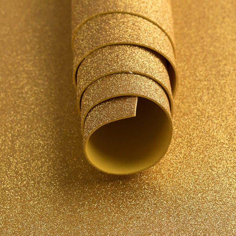 Набор фоамирана для творчества с глитером клеевое основание А4 21х29,7 см 1,5 мм 5 л. Золотой (26842571)