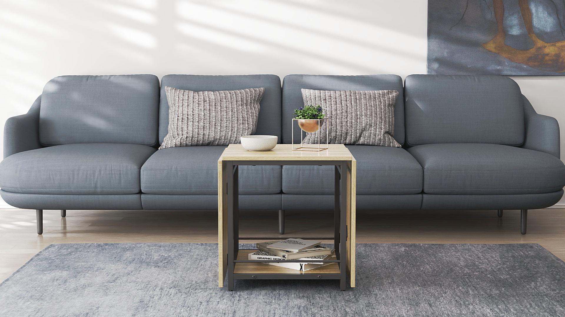 Стол журнальный трансформер Ferrum-decor Куб Комбо металл/ДСП 16 мм 650x540x532x500 мм Черный/Дуб Сонома (FRD-105153) - фото 1