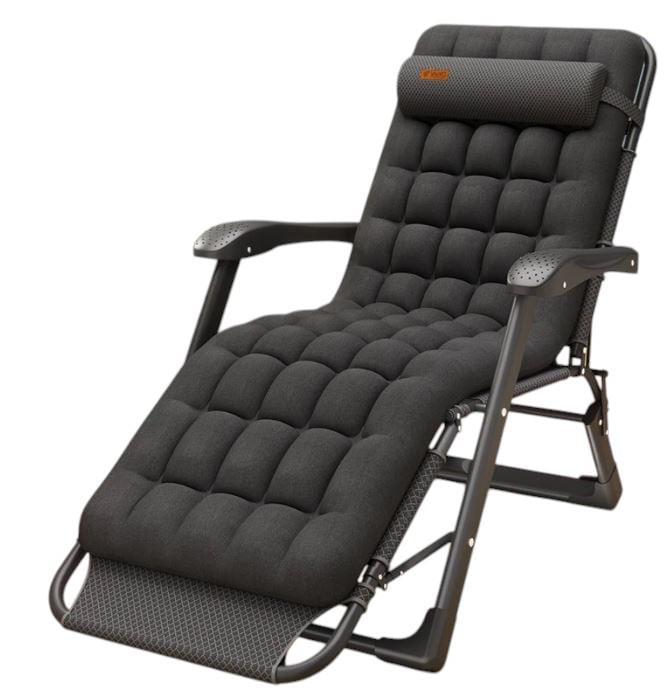 Шезлонг WCG FCB-S06PP з матрацом і подушкою Чорний (FCB-S06PP)