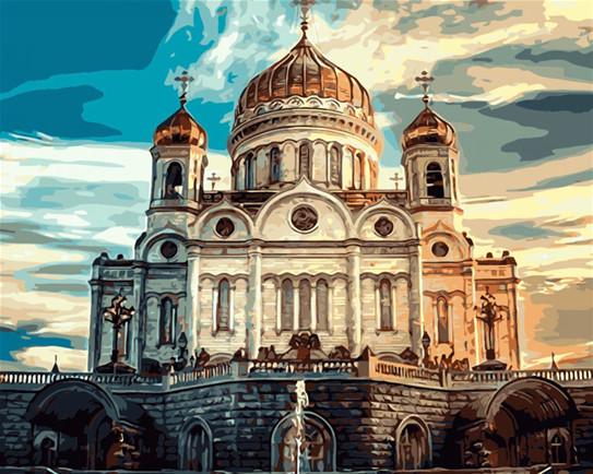 Алмазная мозаика Собор 30х40 см с рамкой 41х31х25 см (H8039)