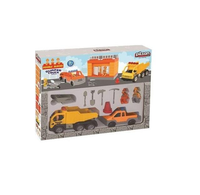 Конструктор Pilsan Будівельний майданчик/2 машини/3 ігрові фігурки/аксесуари Різнокольоровий (155051)