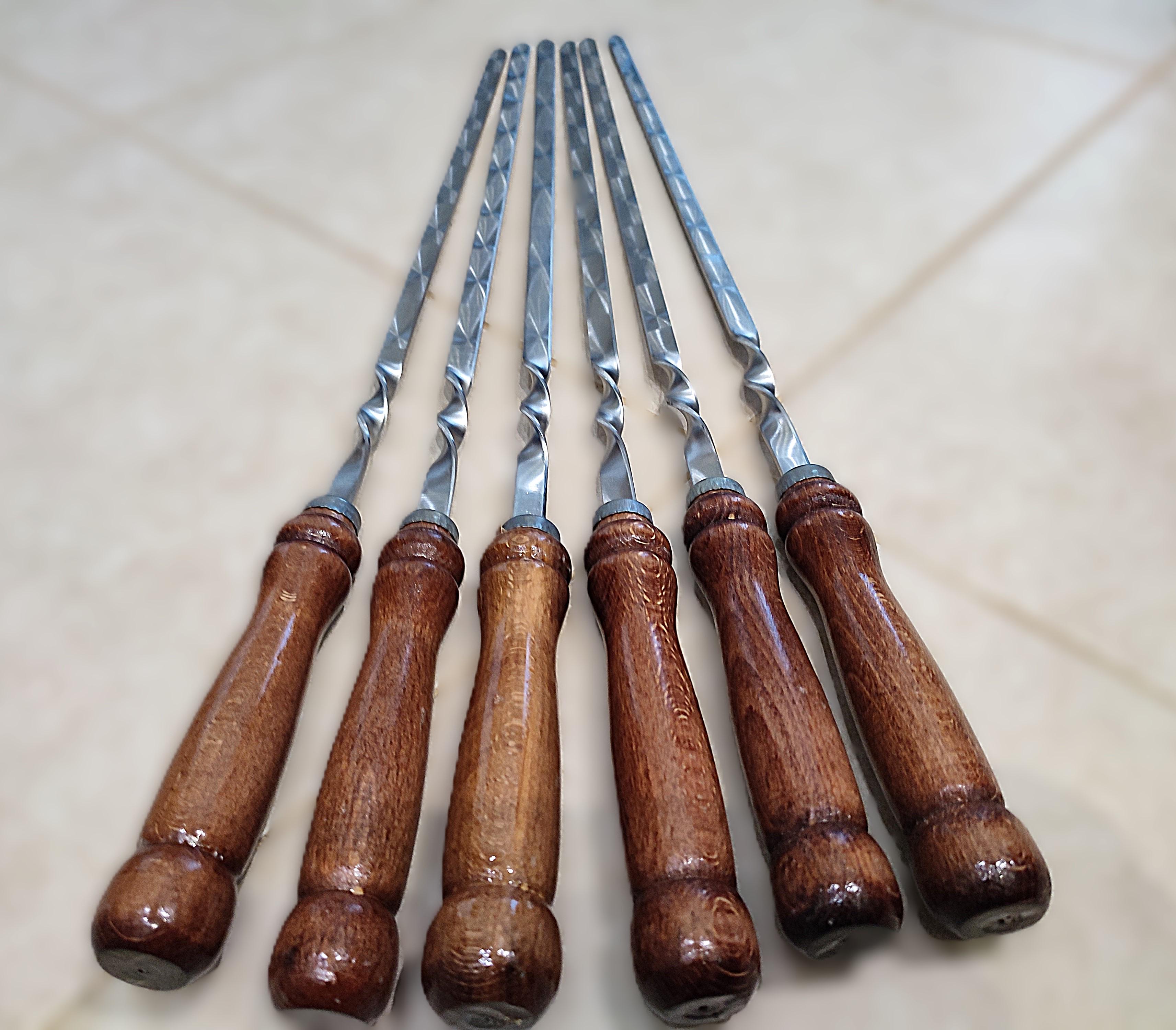 Шампури із дерев'яною лакованою ручкою 620х12х3 мм 6 штук (18218868) - фото 1