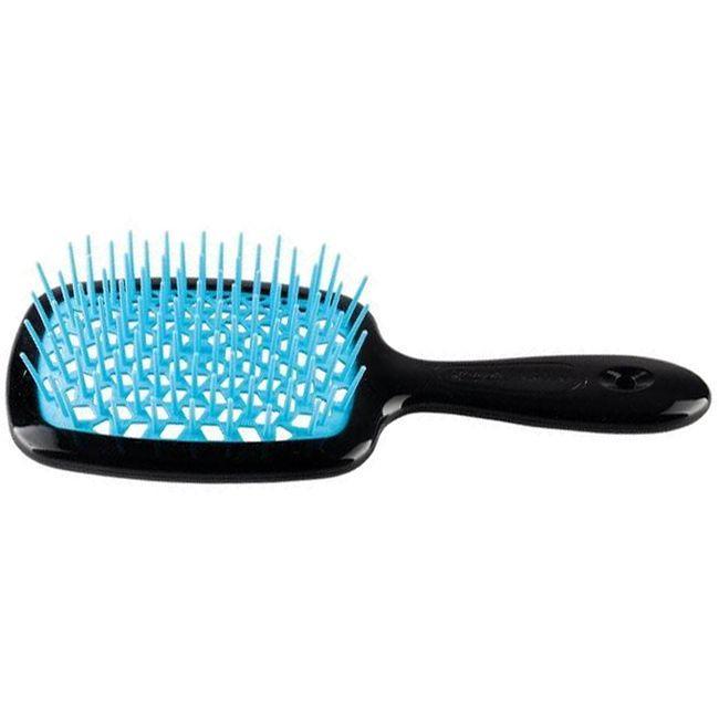 Гребінець для волосся JANEKE Superbrush With Soft Moulded Tips Чорний з синім - фото 2