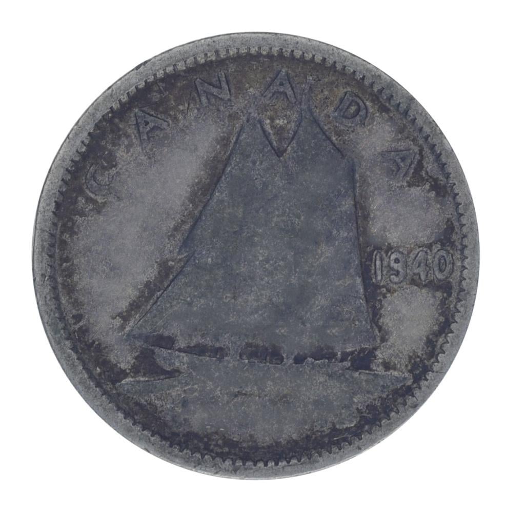 Коллекционная монета Канада 10 центов 1940 серебро F-VF (М21443)