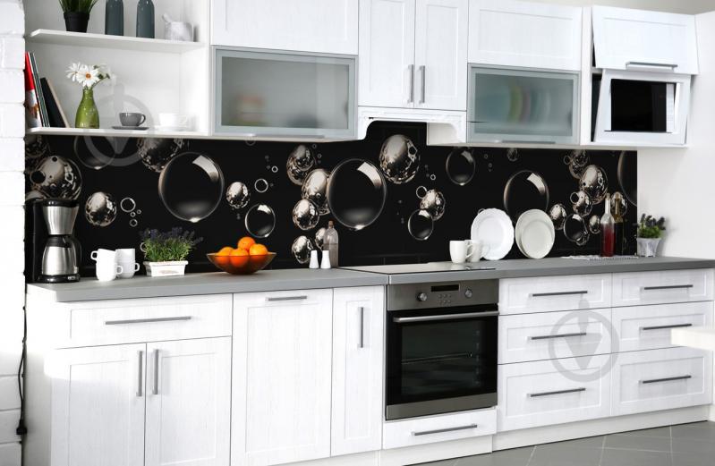 Скинали на кухню Zatarga «Чёрные пузыри» 600х3000 мм виниловая 3Д наклейка кухонный фартук самоклеящаяся Скинали на кухню Zatarga «Чёрные пузыри» 600х3000 мм виниловая 3Д наклейка кухонный фартук самоклеящаяся