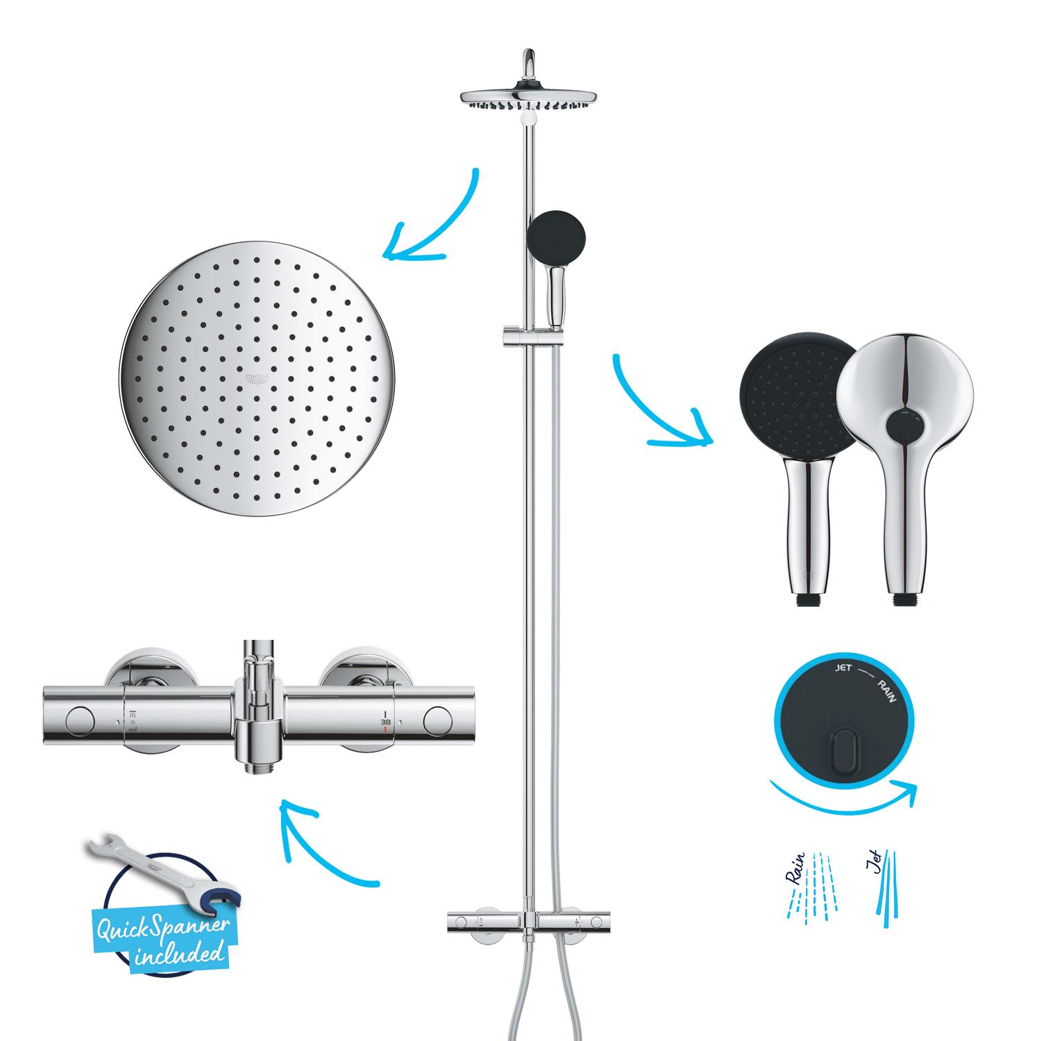 Душевая система с термостатом Grohe CV034497 Хром (233405) - фото 4