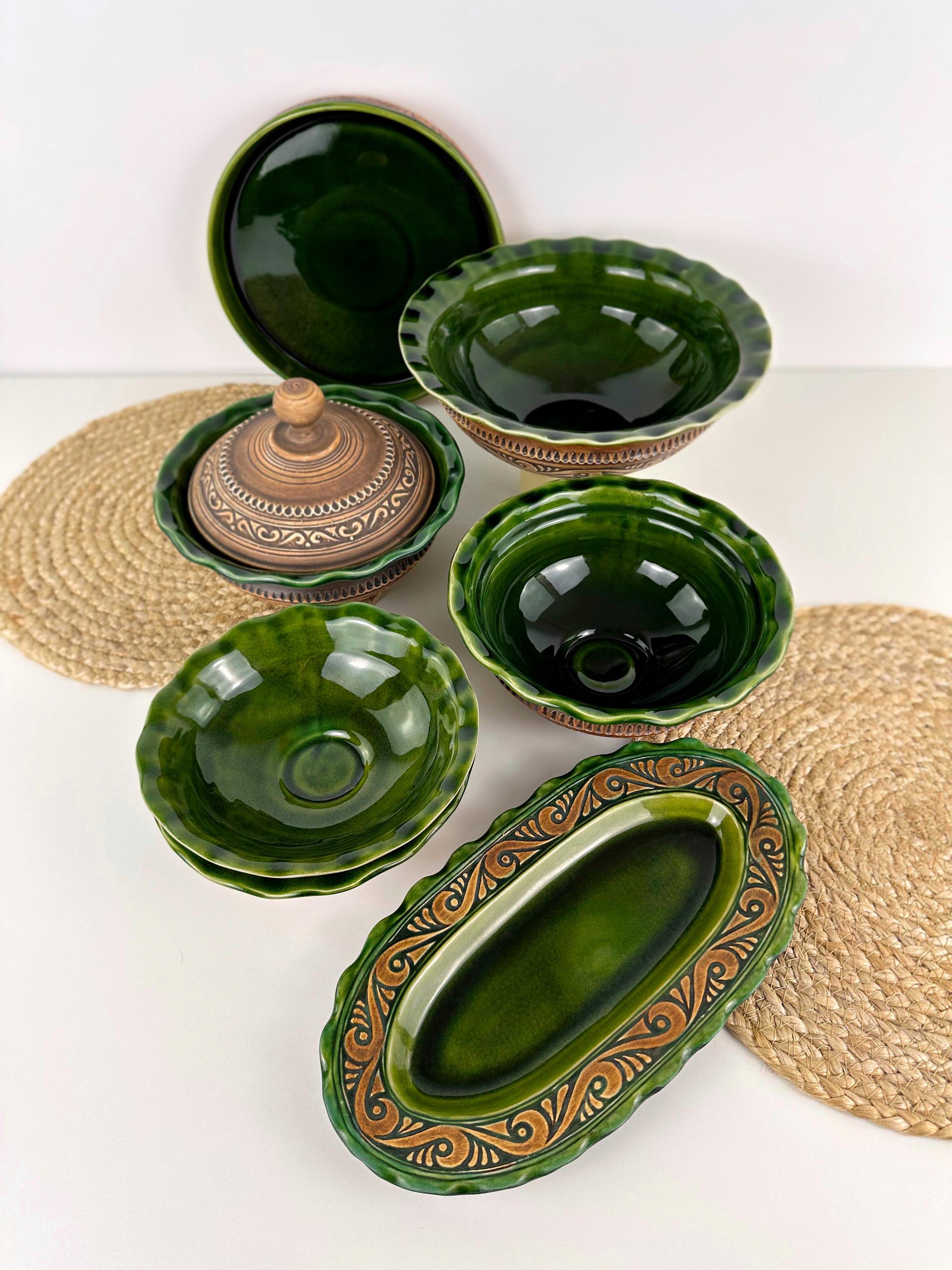 Набор глиняной посуды для подачи страв на 6 человек Гражда Коричневый (17019-11) - фото 10 Набор глиняной посуды для подачи страв на 6 человек Гражда Коричневый (17019-11) - фото 10