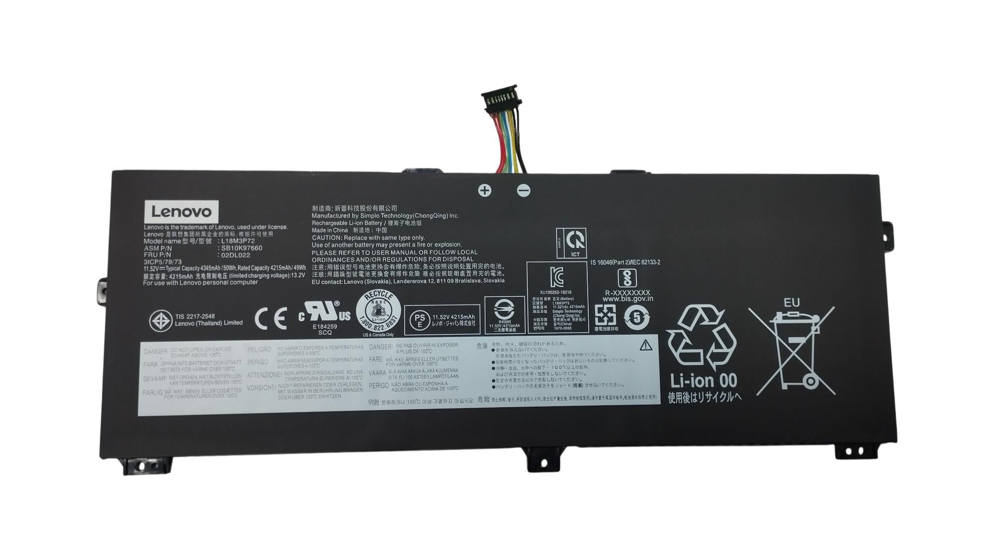 Аккумулятор для ноутбука Lenovo L18L3P72 ThinkPad X390 11,52 V 4215 mAh (073506)