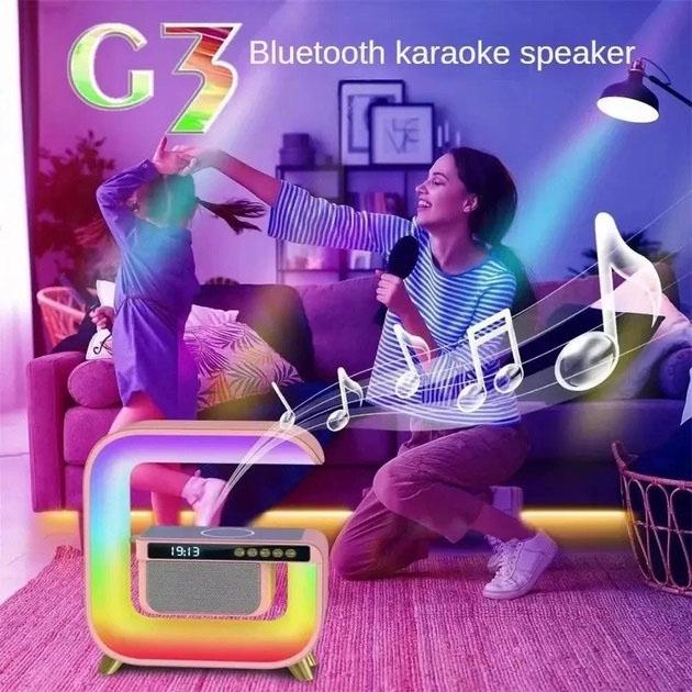 Ночной аккумуляторный RGB G3 с беспроводной зарядкой 15W и Bluetooth колонкой 3W Настольная смарт лампа - фото 3 Ночной аккумуляторный RGB G3 с беспроводной зарядкой 15W и Bluetooth колонкой 3W Настольная смарт лампа - фото 3