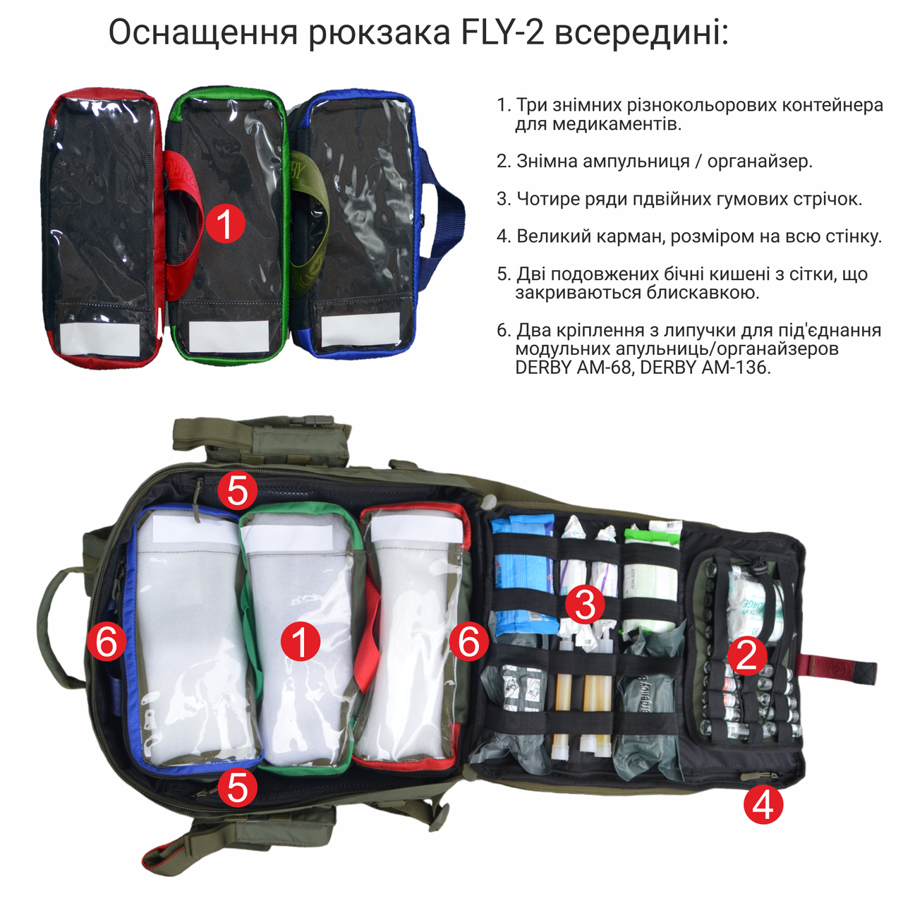 Рюкзак боевого медика Derby FLY-2 Олива (1837505937) - фото 5 Рюкзак боевого медика Derby FLY-2 Олива (1837505937) - фото 5