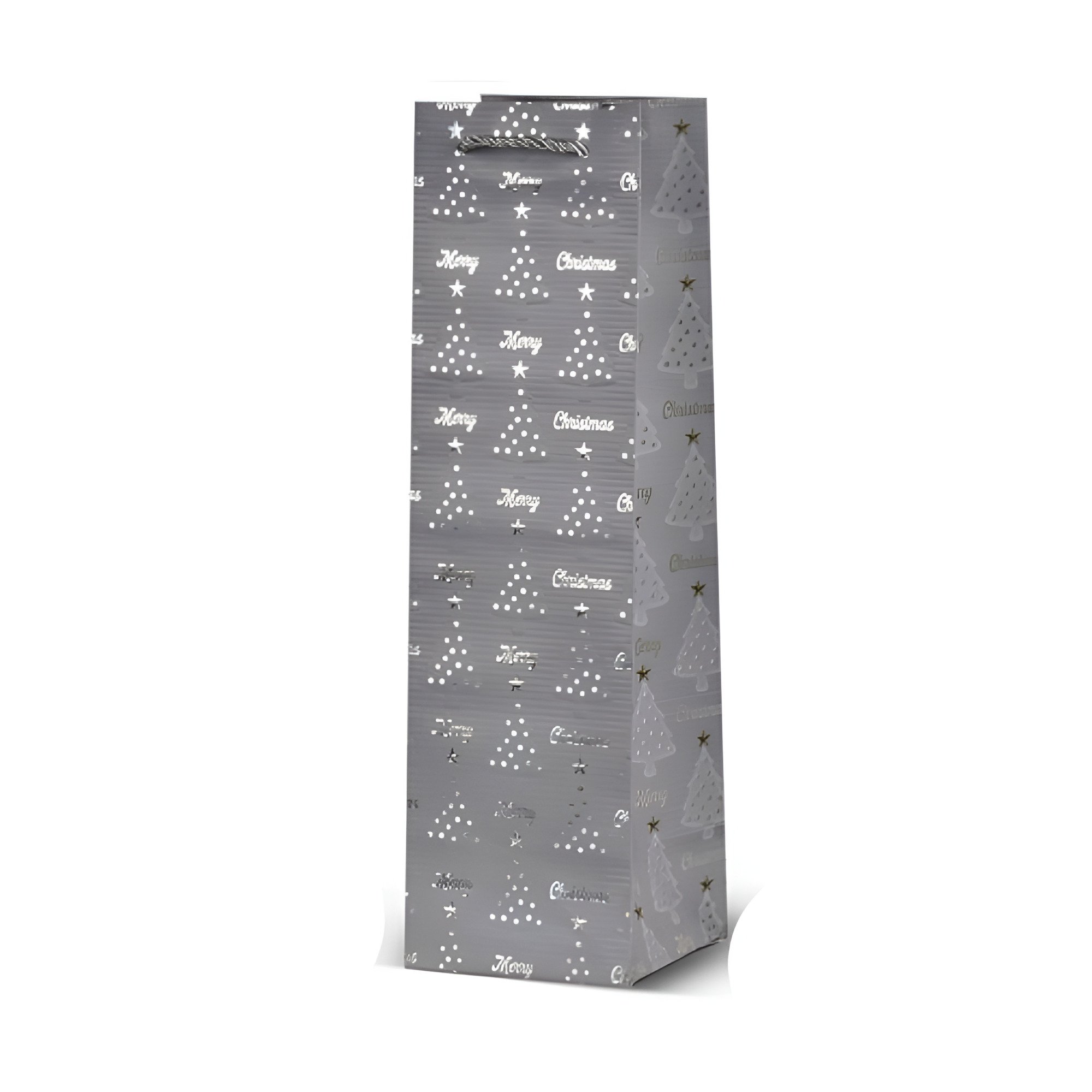 Подарочный пакет под бутылку Stenson Christmas tree с ручками 11х11х38 см Серый (R32995) - фото 1 Подарочный пакет под бутылку Stenson Christmas tree с ручками 11х11х38 см Серый (R32995) - фото 1