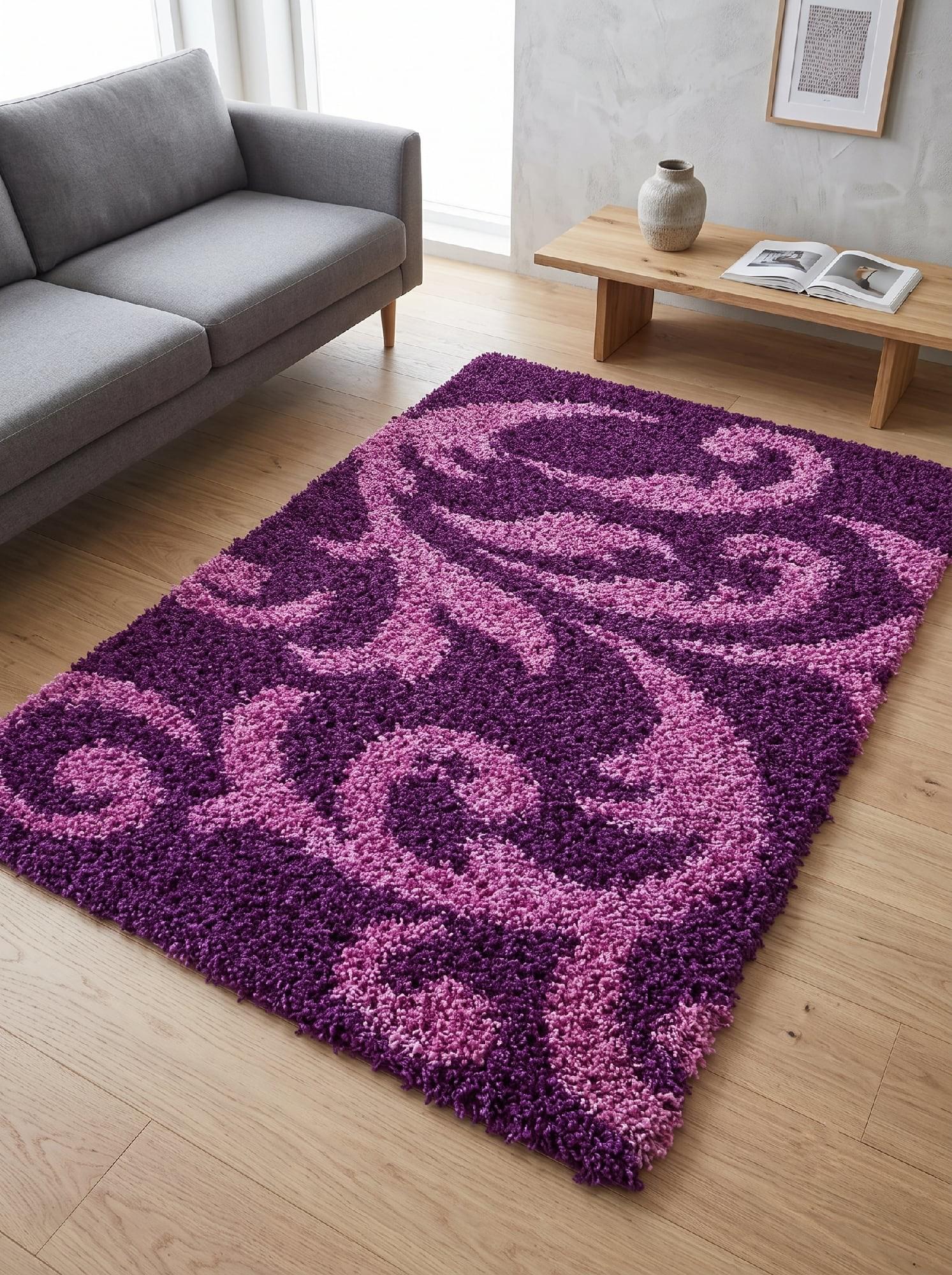 Ковер с высоким ворсом Loca 9161A 80x150 см Dark Purple (105560815)