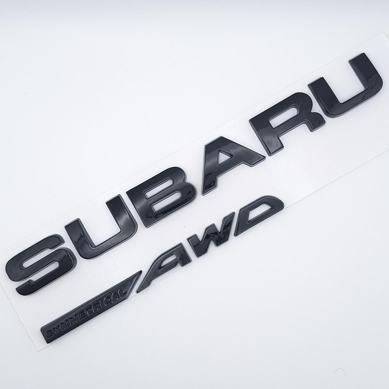 Эмблема надпись Subaru Symmetrical AWD на заднюю часть 21,5х5 см Черный глянцевый (2343707695)