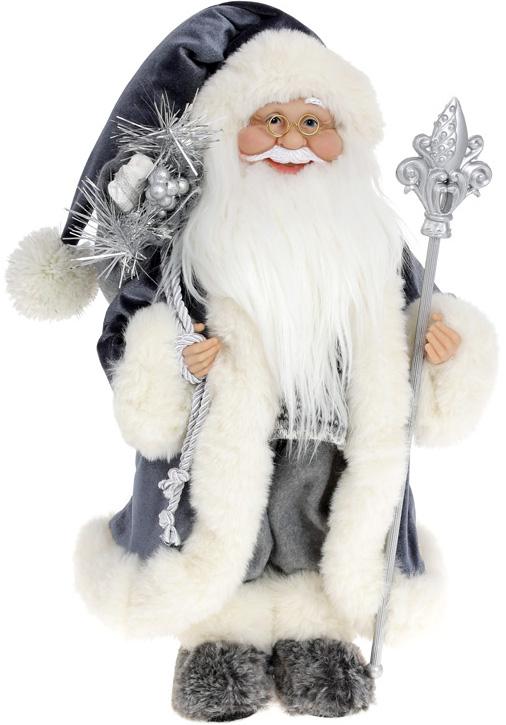 Фигура Санта с Посохом и Мешком 40 см мягкая игрушка Графит (BD-822-321)
