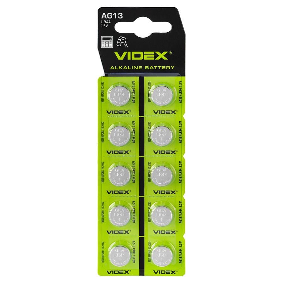 Батарейка часовая Videx AG13/LR44 AG13/10B/1,5V blister card 10 шт. (287622)