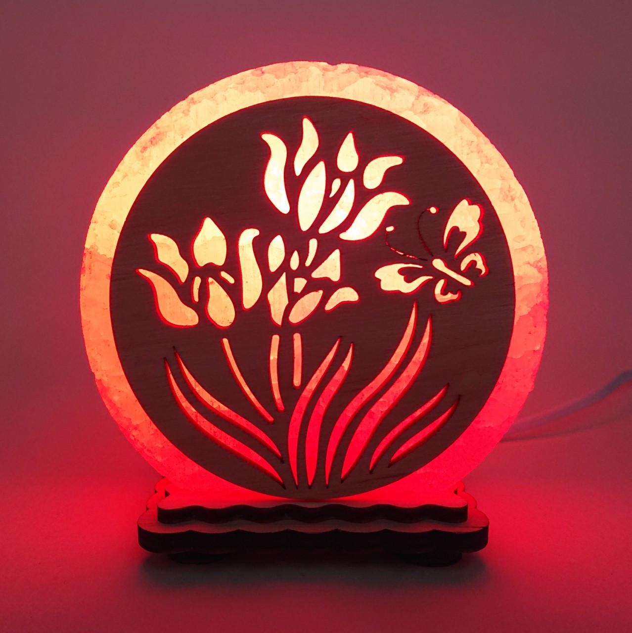 Соляной светильник Цветы и бабочка (KM-00017-r)