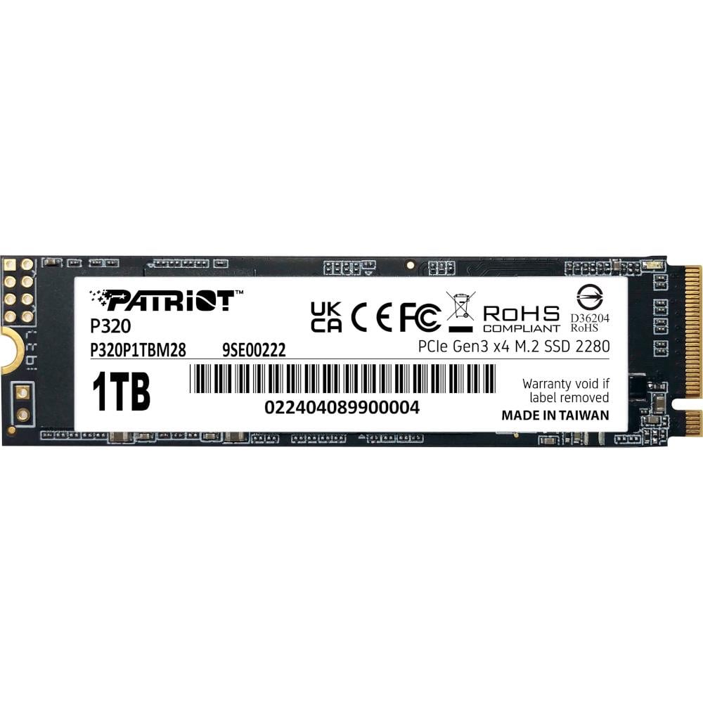 SSD-диск Patriot P320 NVMe 2280 PCIe Gen3 x4 1 Тб Black (P320P1TBM28)