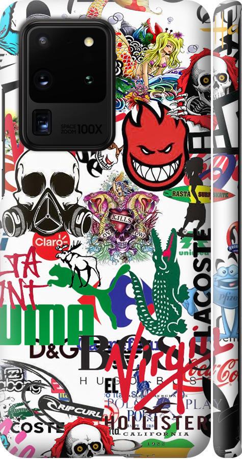 Чехол на Samsung Galaxy S20 Ultra Many different logos (4022m-1831-42517) Чехол на Samsung Galaxy S20 Ultra Many different logos (4022m-1831-42517)