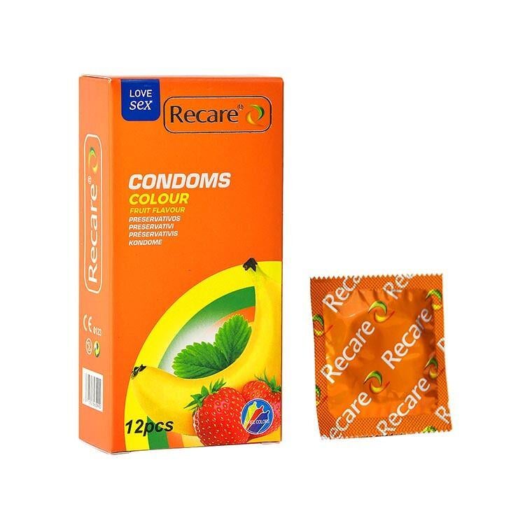 Презервативи Recare Color Fruit Flavour Condoms и м'ята/банан/полуниця 12 шт. (SX3323)