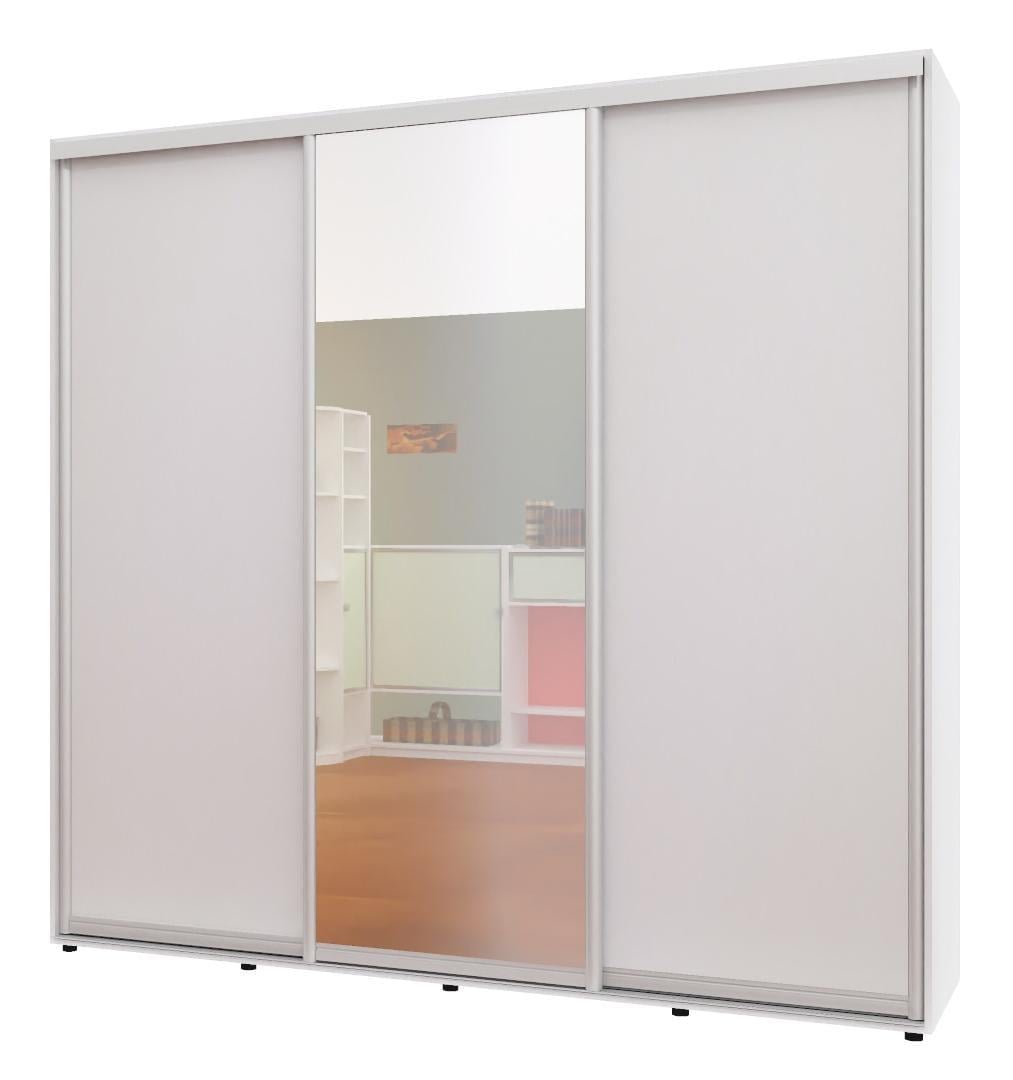 Шкаф-купе трехдверный Алекса ШК-05 ДСП/зеркало/ДСП 250x65x220 см Белый