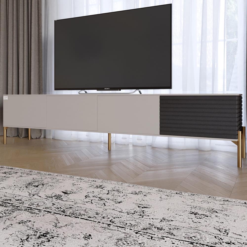 Тумба под телевизор Lion Грей на золотых металлических ножках Кашемир/Асфальт (000-000-2460)