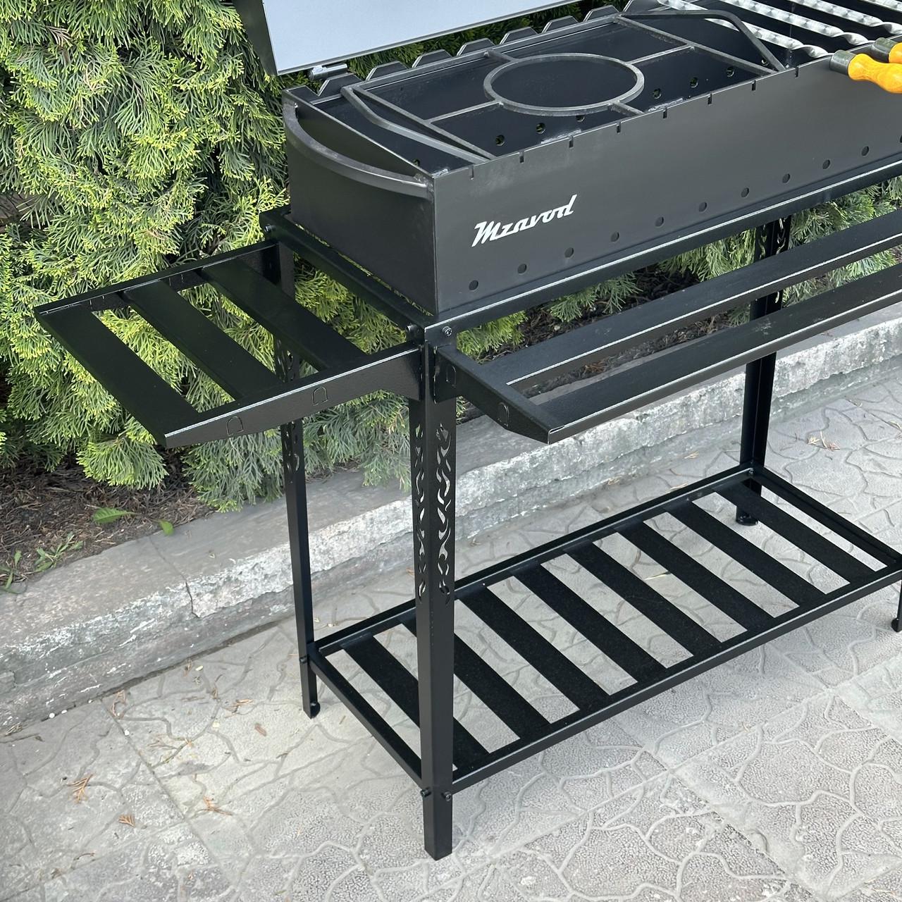 Мангал-барбекю Metalzavod Прометей на 12 шампурів 3 мм на дровниці 146,2х36,7х106,5 см (MBD12-3R-T) - фото 5 Мангал-барбекю Metalzavod Прометей на 12 шампурів 3 мм на дровниці 146,2х36,7х106,5 см (MBD12-3R-T) - фото 5