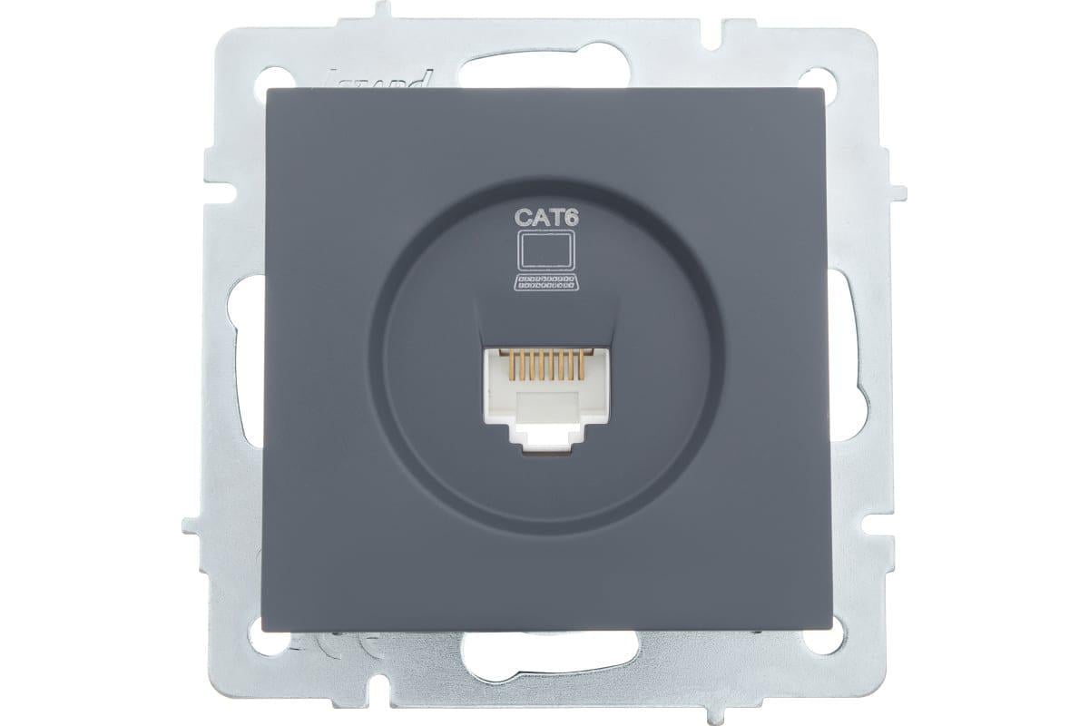 Розетка Lezard Vesna комп'ютерна без рамки Шефілд Грей (742-3488-139)