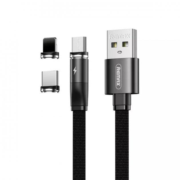 Магнитный кабель Remax Lightning Micro USB Type-C Черный