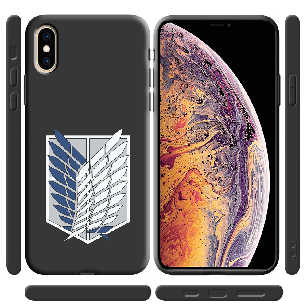 Чехол Boxface iPhone XS Атака Титанов Крылья Свободы Черный силикон (35413-bk88-38046) - фото 2