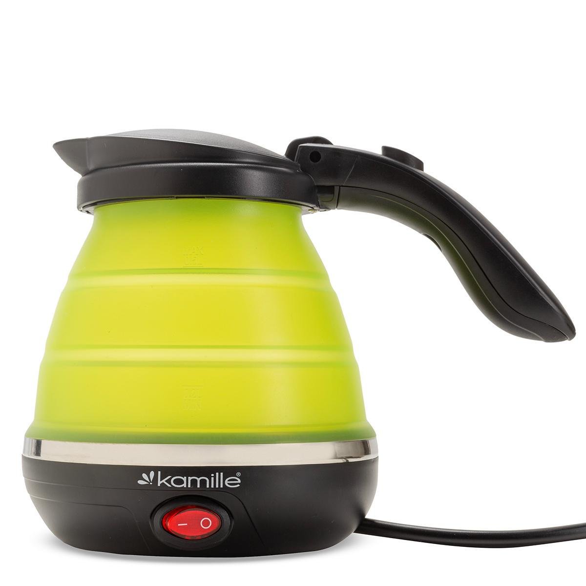 Электрочайник складной Kamille KM-1723 силиконовый с индикатором уровня воды 750 W 0,5 л Черно-зеленый (124-84-1723)