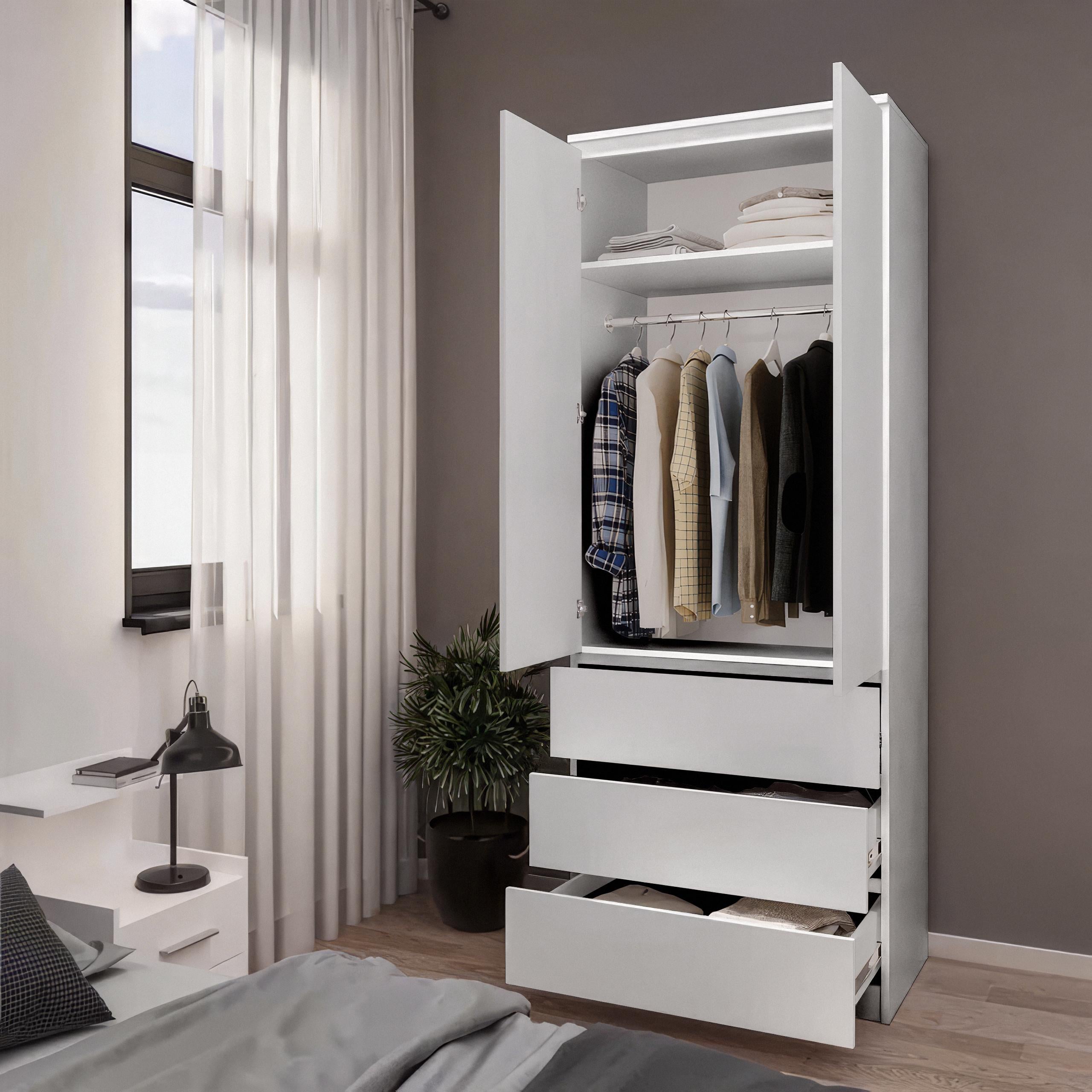 Шкаф со штангой и ящиками T-211 803х502х2117 мм Белый