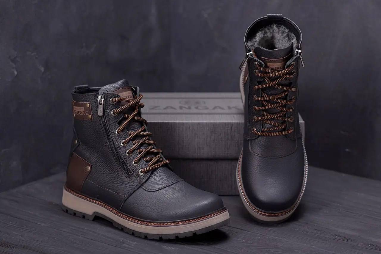 Сапоги зимние мужские кожаные ZG Flotar Military р. 40 26 см Черный (28542349) - фото 8