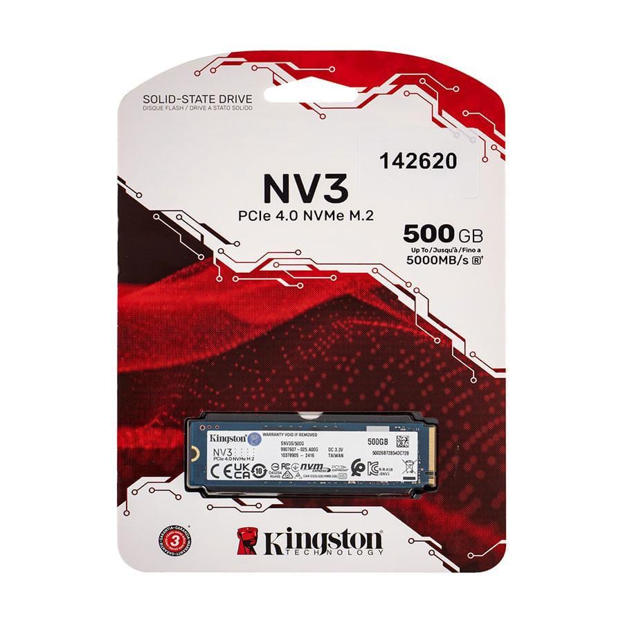 Жорсткий диск M.2 2280 SSD Kingston NV3 SNV3S/500G NVMe PCI Express 4.0x4 3D NAND 2200/6000 МБ/с 500Gb (SNV3S/500G)