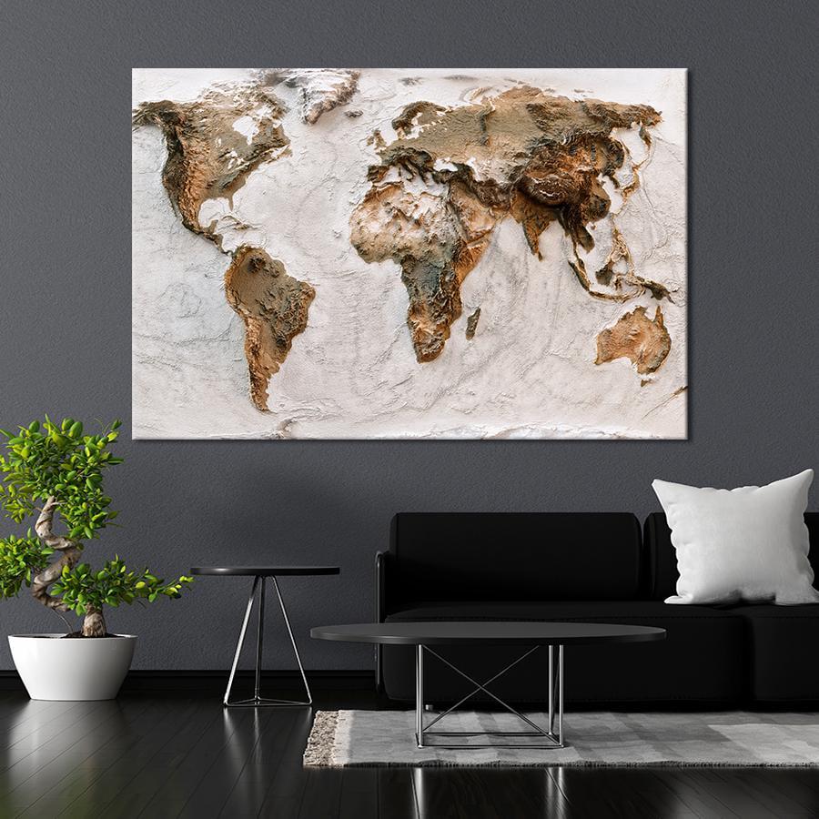 Картина на холсте Коричневая карта мира 80x54 см (V521-1_L) Картина на холсте Коричневая карта мира 80x54 см (V521-1_L)