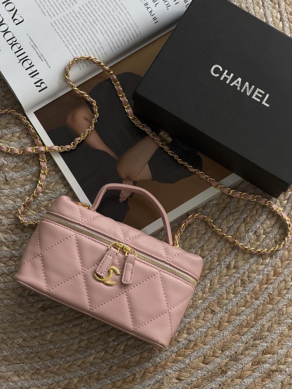 Сумка женская клатч Chanel Vanity with Chain классическая Пудровый (2932804834)