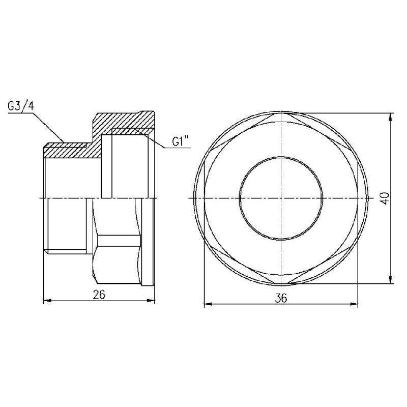 Перехід SD Forte 1"х3/4" ВН SF3602520 (FRRS00002612) - фото 2