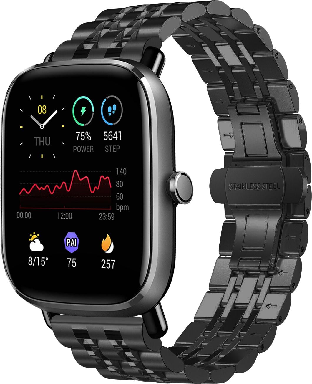 Браслет металлический Spinye для Amazfit GTS 2 mini Black (29172-2B)