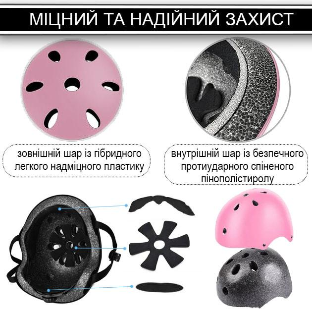 Набор защиты детского велосипедный Шлем для велосипеда наколенники наладонники Розовый - фото 10 Набор защиты детского велосипедный Шлем для велосипеда наколенники наладонники Розовый - фото 10