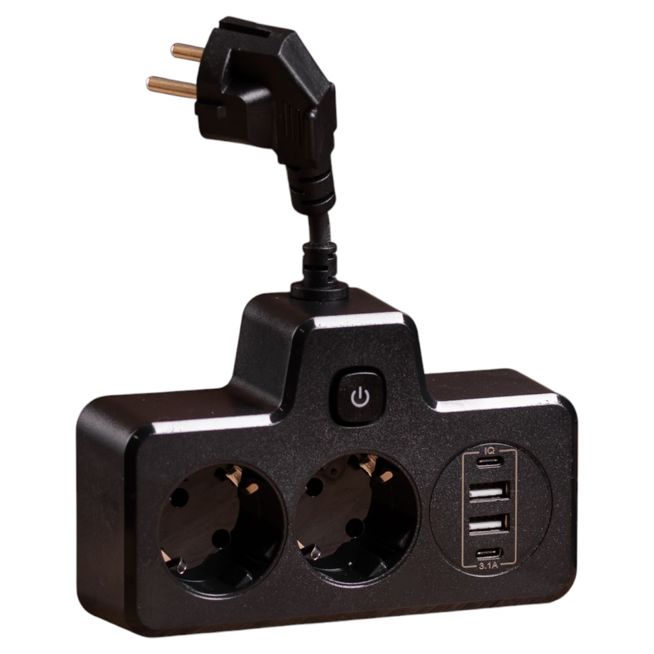 Фильтр сетевой на 2 евро розетки и 4 USB входа 2 USB и 2 Type-C 3250 Вт Черный (HP-5-18)
