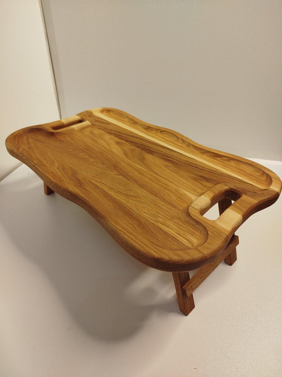 Поднос-столик раскладной дубовый 47х29 см Коричневый (29738410)