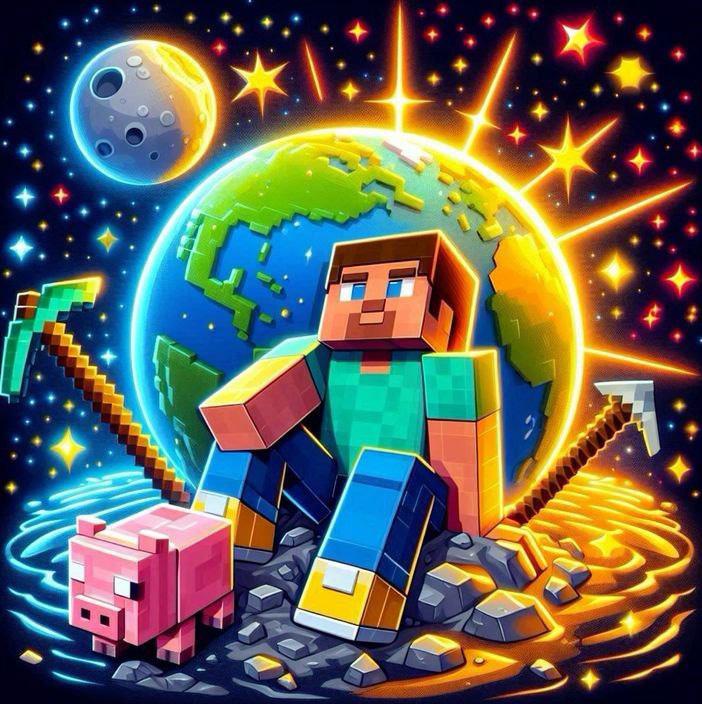 Алмазная мозаика АлМазка Майнкрафт Стив квадратные алмазы на подрамнике 40х40 см (АлМ-251)