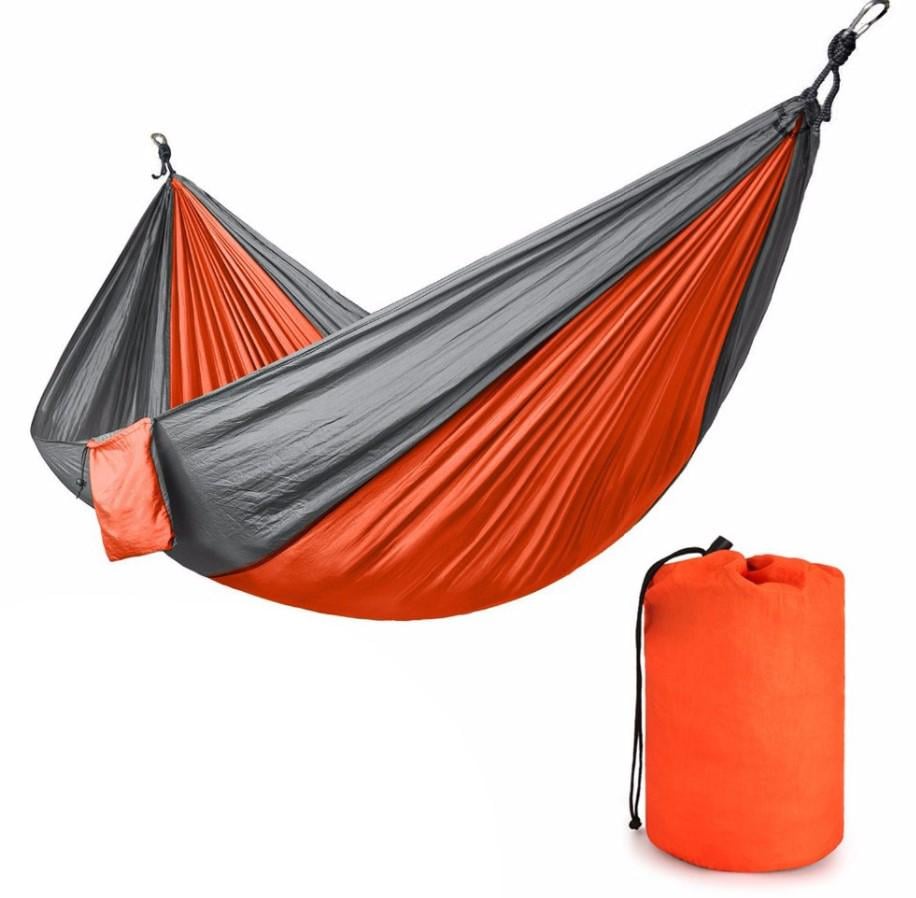 Гамак туристический Kayfovo AIR прочный из парашютного нейлона Серый/Оранжевый (28850)