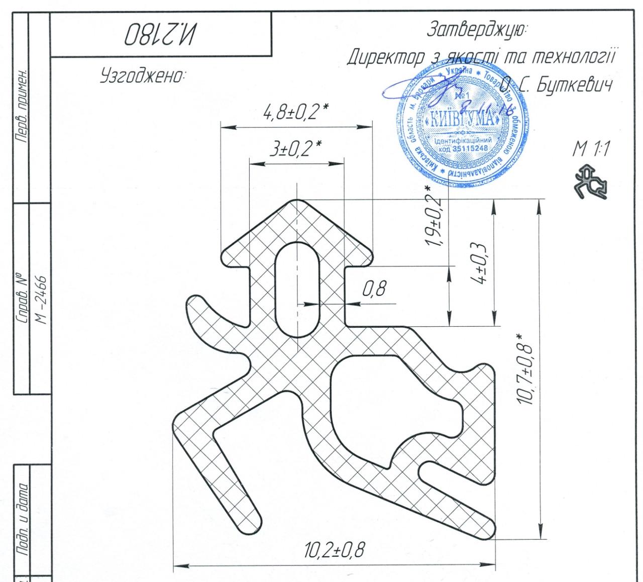 Уплотнитель для металлопластиковых окон под стеклопакет К005 для профиля Aluplast Черный (K005/1) - фото 2