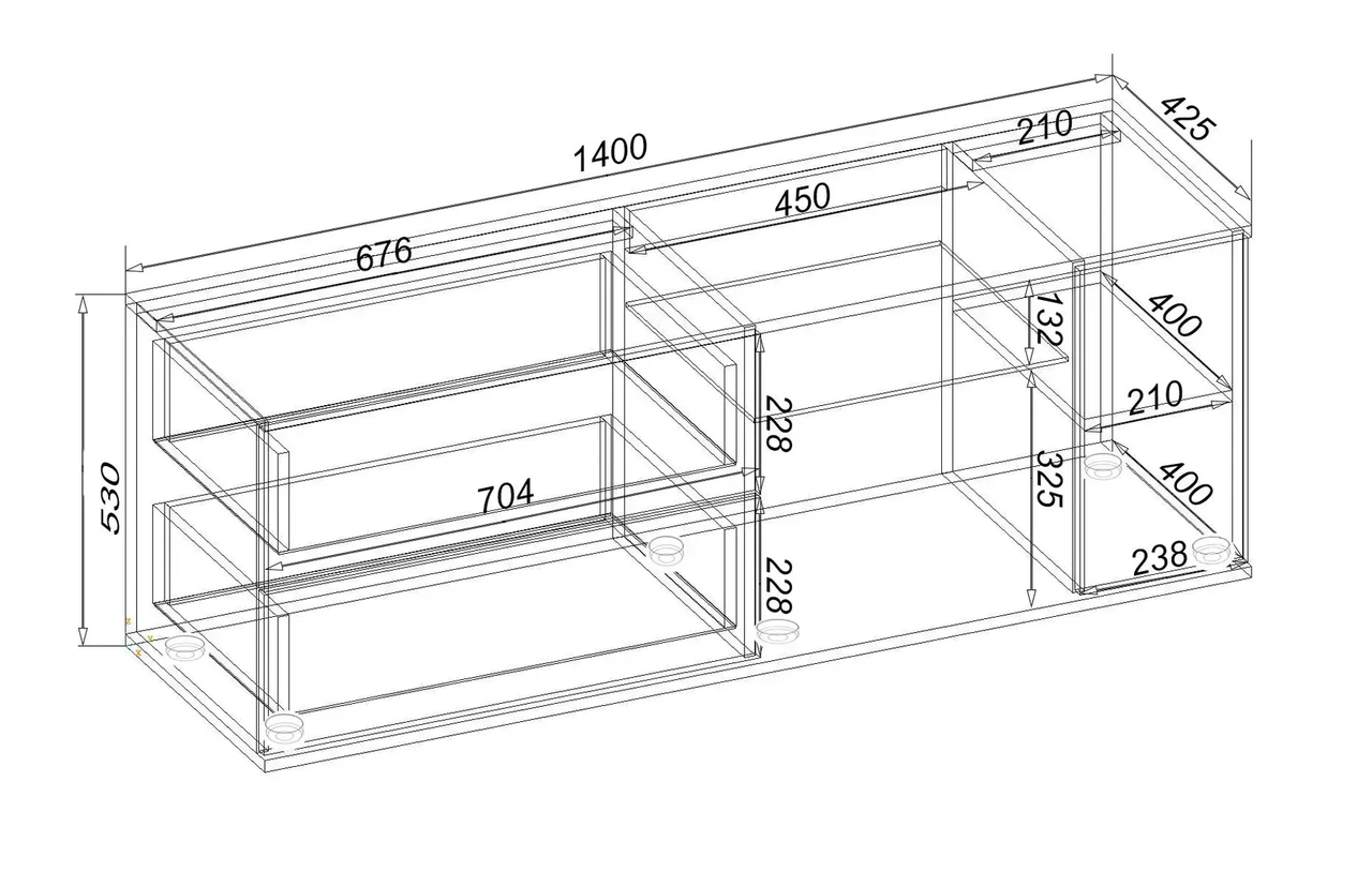 Тумба под TV Kontinent Ketrin К-9 140х42,5х53 см Дуб Конкордия (85006651) - фото 2