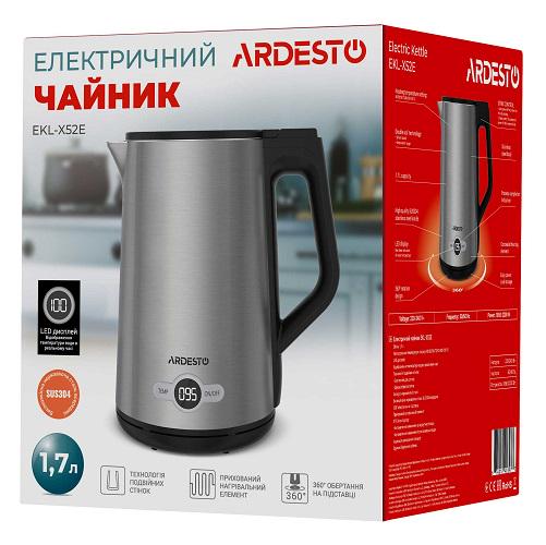 Электрочайник Ardesto Steel Collection EKL-X52E LED-дисплей/двойные стенки 2200 W 1,7 л Серебристый (585735) - фото 9