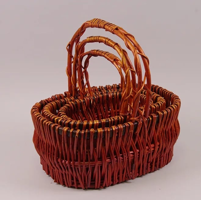 Комплект кошиків з лози Flora 3 шт. Теракотовий (37523)