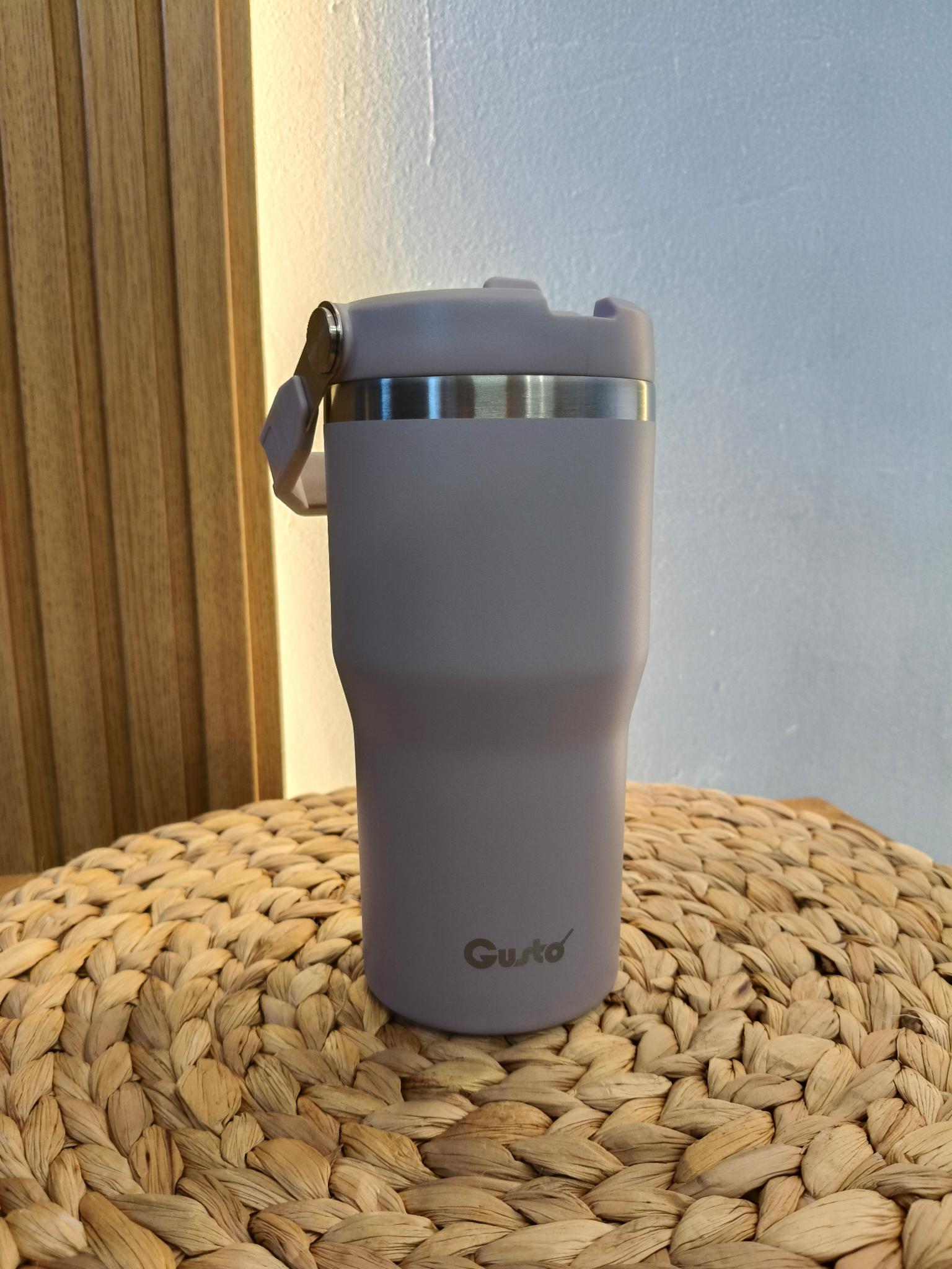 Термочашка с трубочкой Gusto Индиго 600 мл Серо-лавандовый Термочашка с трубочкой Gusto Индиго 600 мл Серо-лавандовый